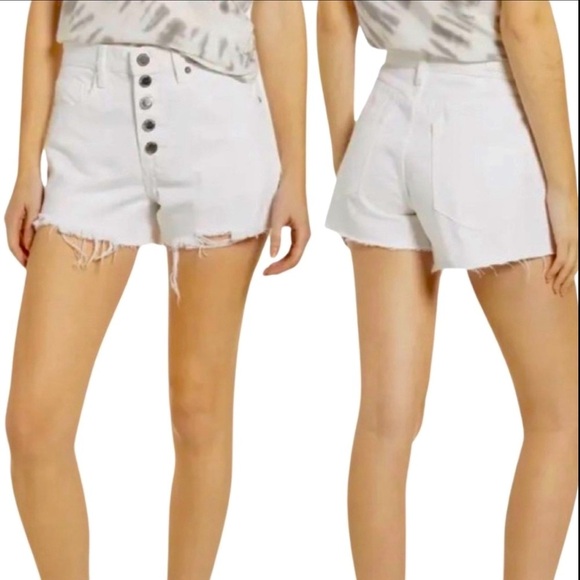 Blank NYC Pants - BLANKNYC The Barrow Vintage High-Rise White Denim Short Button Front 75XV8667SF